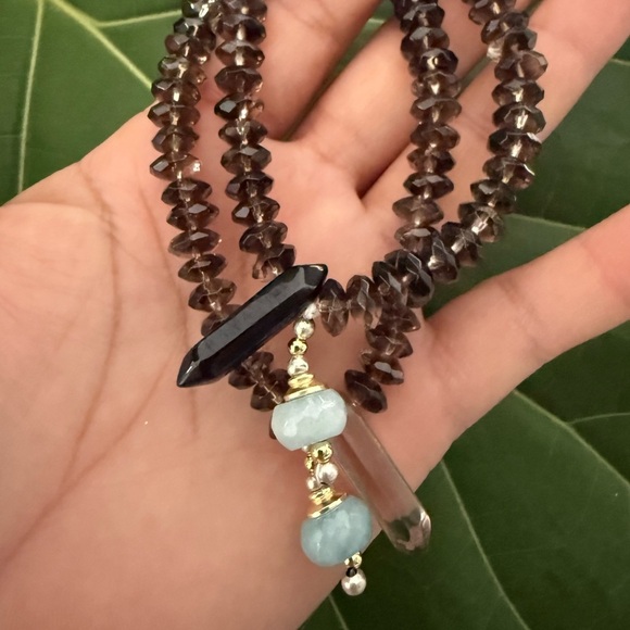 Smoky Quartz and Aquamarine Bracelet - Picture 3 of 3